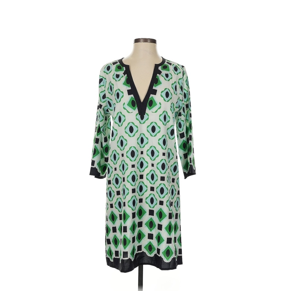 Geometric Green and Black Dress